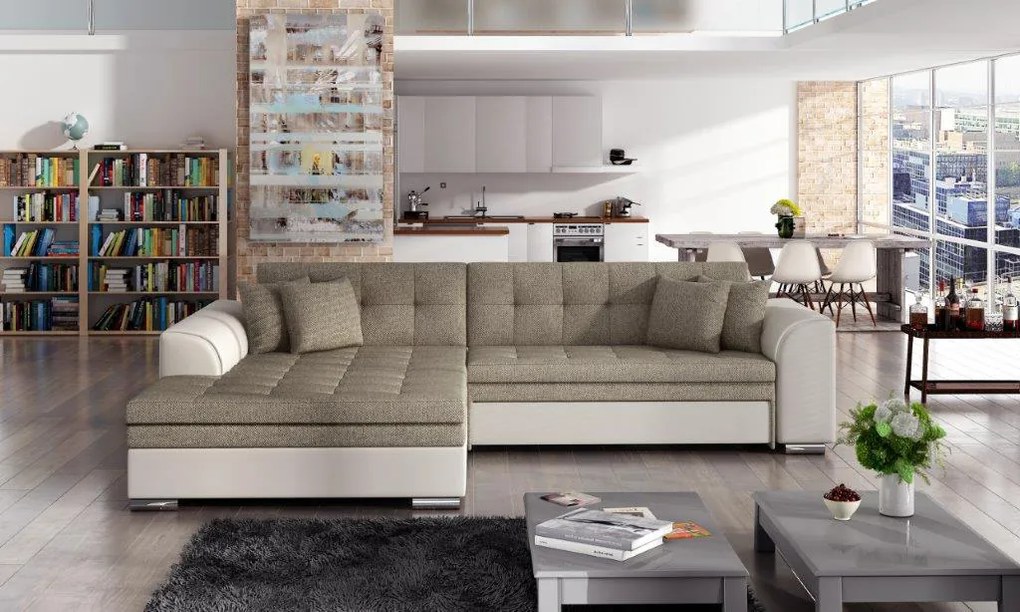 Rohová rozkladacia sedačka SORENTO, 294x80x196, jasmine100/soft017white, ľavá