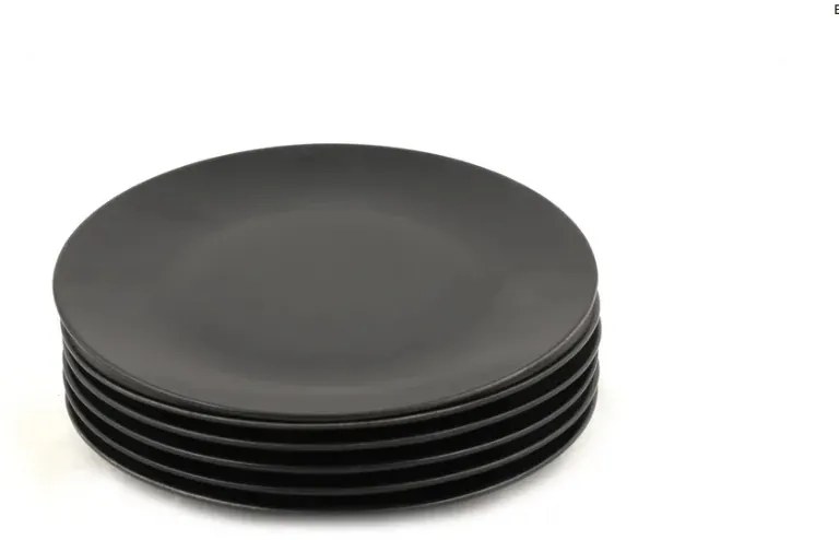 Keramická súprava 6 ks tanierov Matná čierna 25 cm čierna