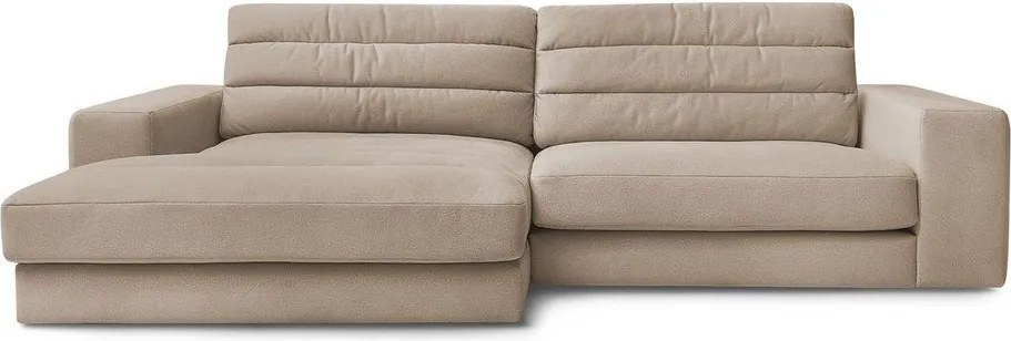 Taupe zamatová rohová pohovka (ľavý roh/s leňoškou) Sierra – Bobochic Paris