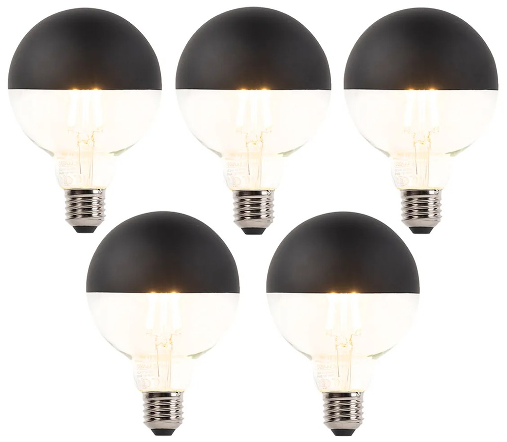 Sada 5 stmievateľných LED vláknových žiaroviek E27 G95 čiernych 550 lm 2700 K