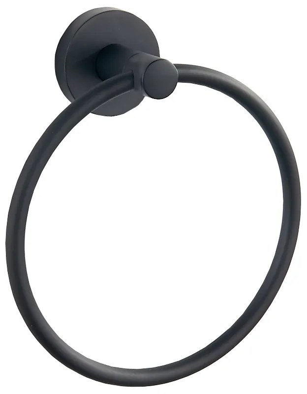 Kúpeľňový držiak na uteráky MEXEN REMO - guľatý - čierny matný, 7050732-70