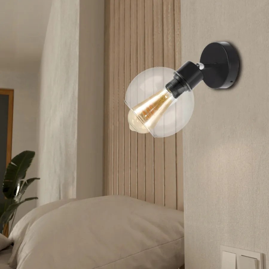 BERGE LED nástenné / stropné svietidlo E27, priehľadná sklenená guľa