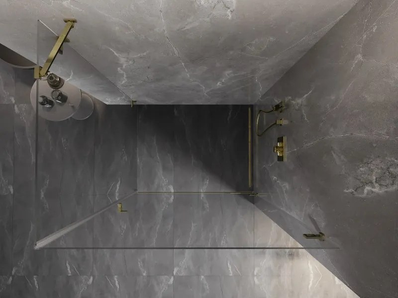 Mexen Lunar-B, pravostranný výklopný sprchový kút 95 x 70 cm, 8mm číre sklo, zlatý profil, 832-095-070-50-00-P