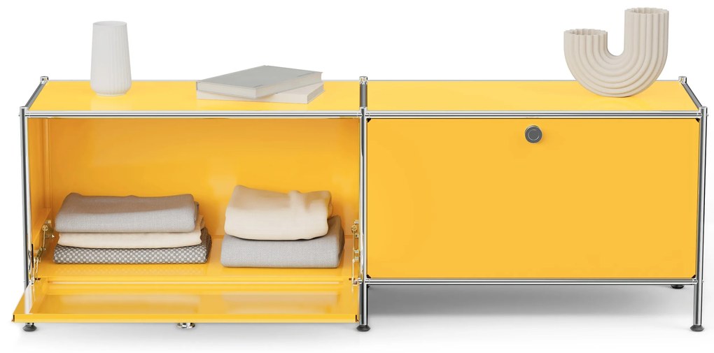 Kovová nízka skrinka »CN3« s výklopnými priehradkami, žltá