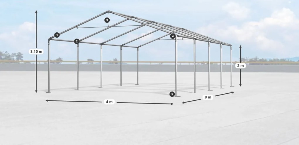 Bestent Skladová hala/ garáž 4x8x2m Comfort PE 240g
