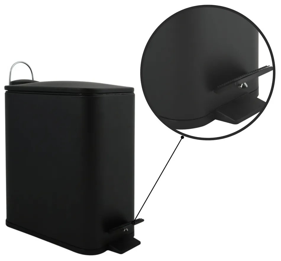 Matne čierny nášľapný oceľový odpadkový kôš 5 l Erik – Spirella