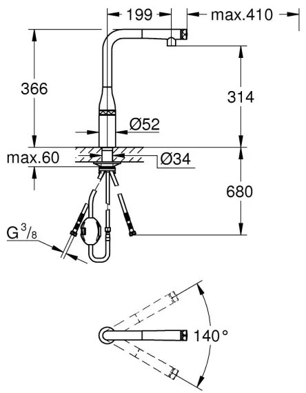 GROHE 31615000 - Drezová batéria ESSENCE SMARTCONTROL 366 mm lesklý chróm