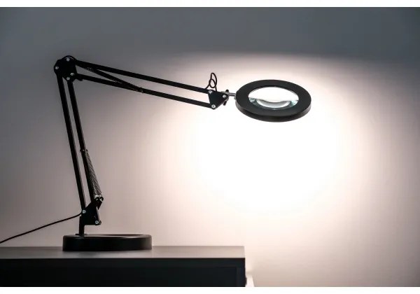 Brilagi - LED Stmievateľná stolná lampa s lupou LED/12W/5V 3000/4200/6000K čierna