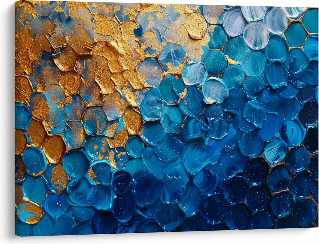Obraz - Modrozlatá maľba (70x50 cm)