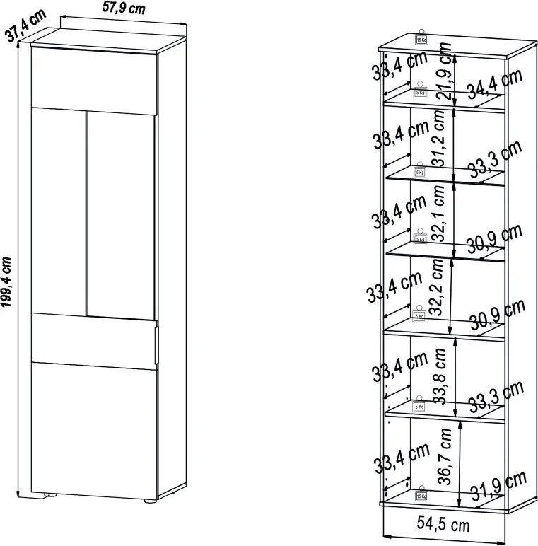 Obývacia stena Milan, dub artisan/sivá, s osvetlením