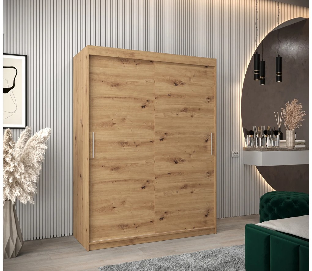 Šatníková skriňa 150 cm Toki (Dub artisan + Dub artisan). Akcia -45%. Vlastná spoľahlivá doprava až k Vám domov. 1064827