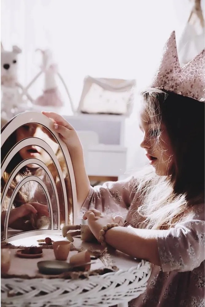 Zrkadlo dúha do detskej izby – akrylové zrkadlo z dreva 29x25 cm