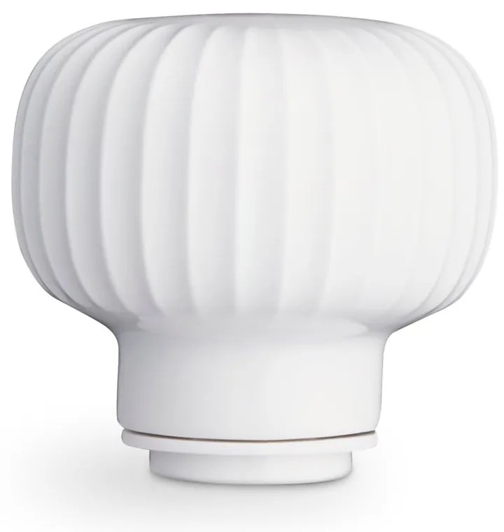 Mlynček z dubového dreva na korenie s bielym detailom z porcelánu Kähler Design Hammershoi, výška 13 cm