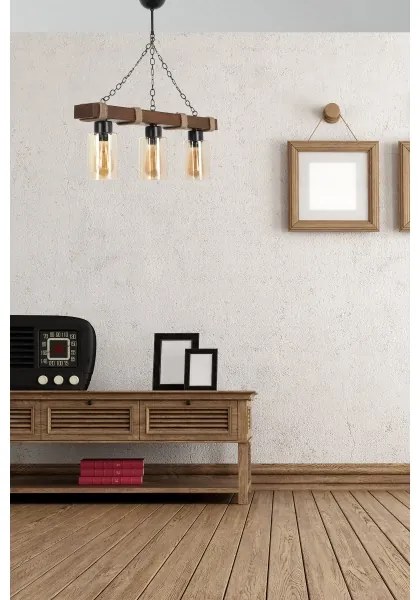 Luster na reťazi JASMIN 3xE27/40W/230V hnedá/béžová