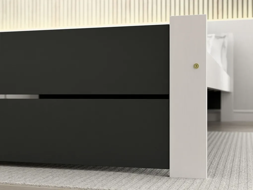Posteľ IKAROS DOUBLE 160 x 200 cm, antracit/biela Rošt: S latkovým roštom, Matrac: Matrac DELUXE 10 cm