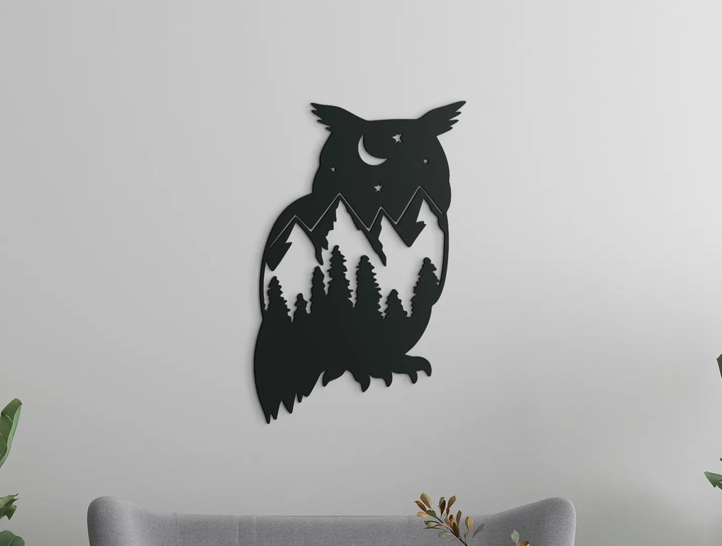 drevko Nálepka na stenu Výr v nočnom lese Rozmer obrazu: 44,5 x 29 cm, Farba dekorácie: Čierna