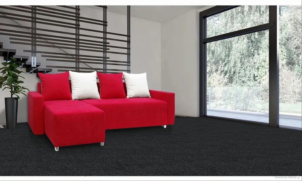 Metrážny koberec Charisma 803, na mieru, šíře 4m, čierna, filc, obývacia izba, Lano