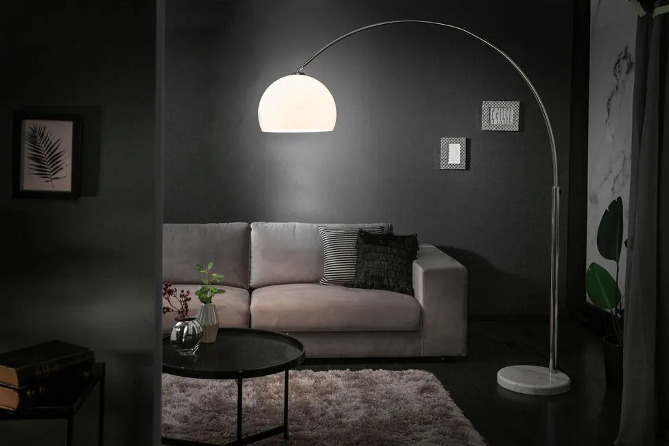 Dizajnová výsuvná stojaca lampa Lounge Deal 175-205cm biela