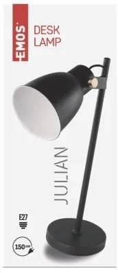 EMOS Stolová kovová lampa JULIAN, 1xE27, 25W, čierna