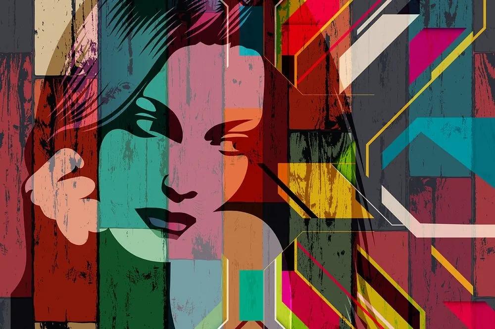 Samolepiaca tapeta portrét ženy na farebnom pozadí - 300x200