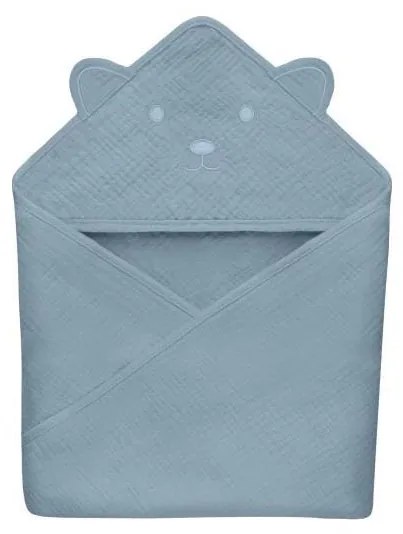 Lionelo - Detská mušelínová osuška s kapucňou Grey Sky