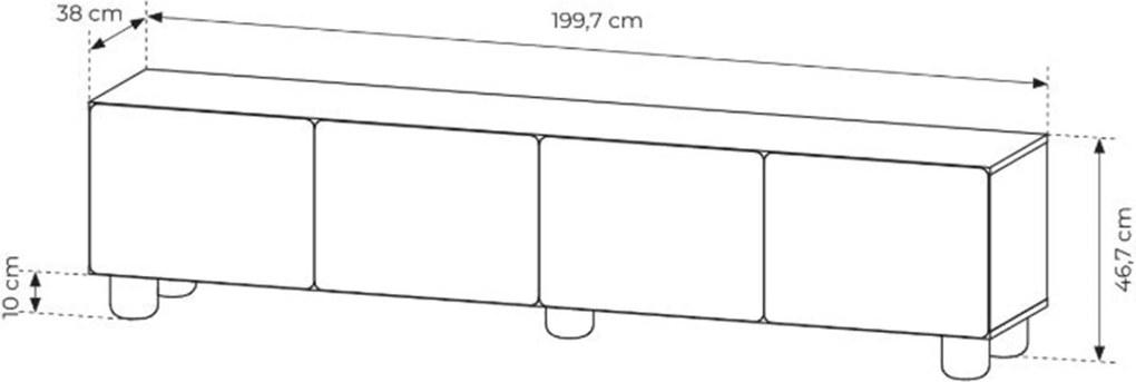 TV stolík Arlo 200 cm - dub vicenza