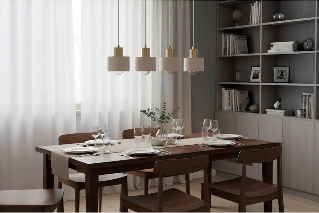 Závesné svietidlo Panta, 4x béžové kovové tienidlo, g