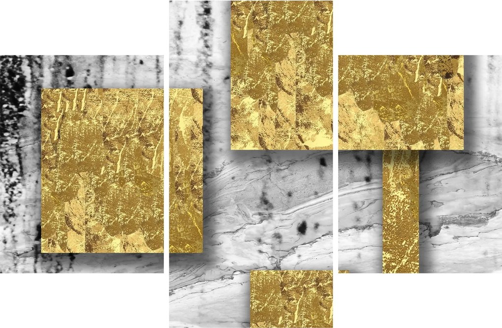 Obraz - Zlaté štvorce N⁰3 (90x60 cm)