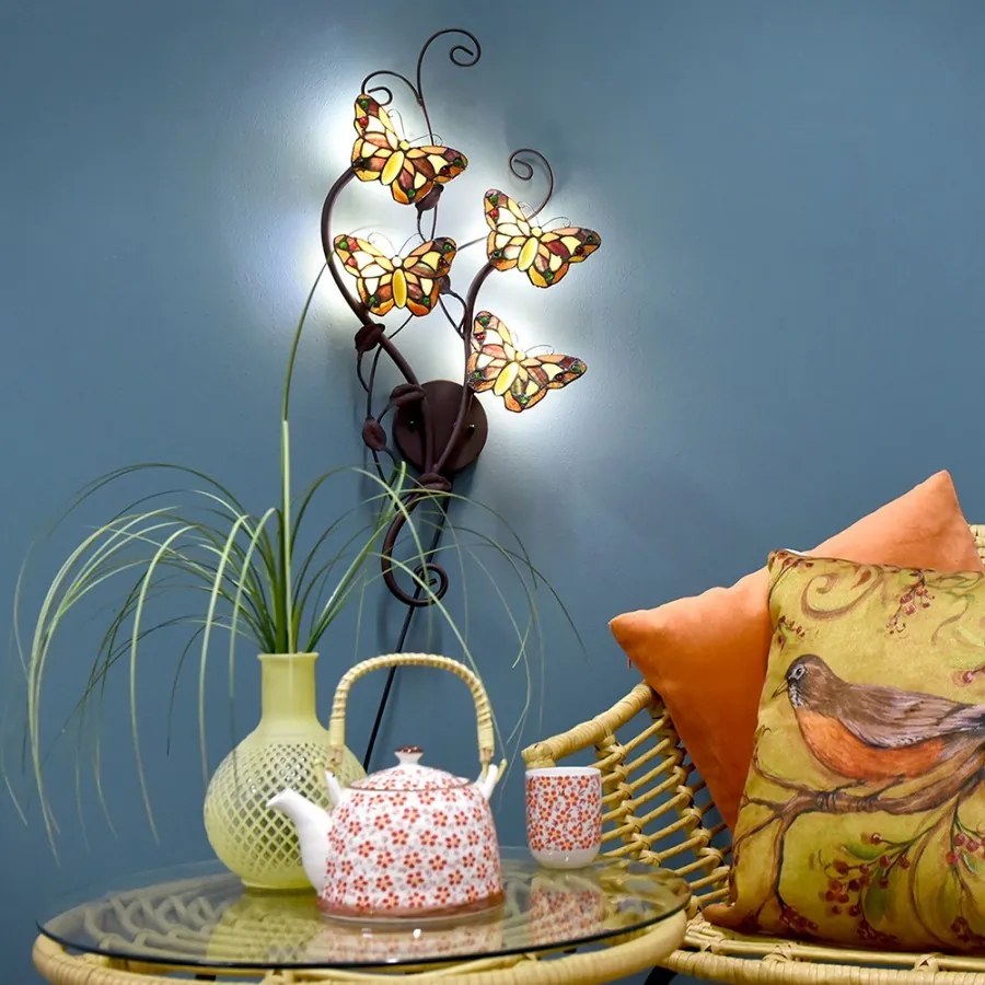 Nástenná lampa Tiffany Papillons - 32 * 68 cm G4 / 4 * 2W