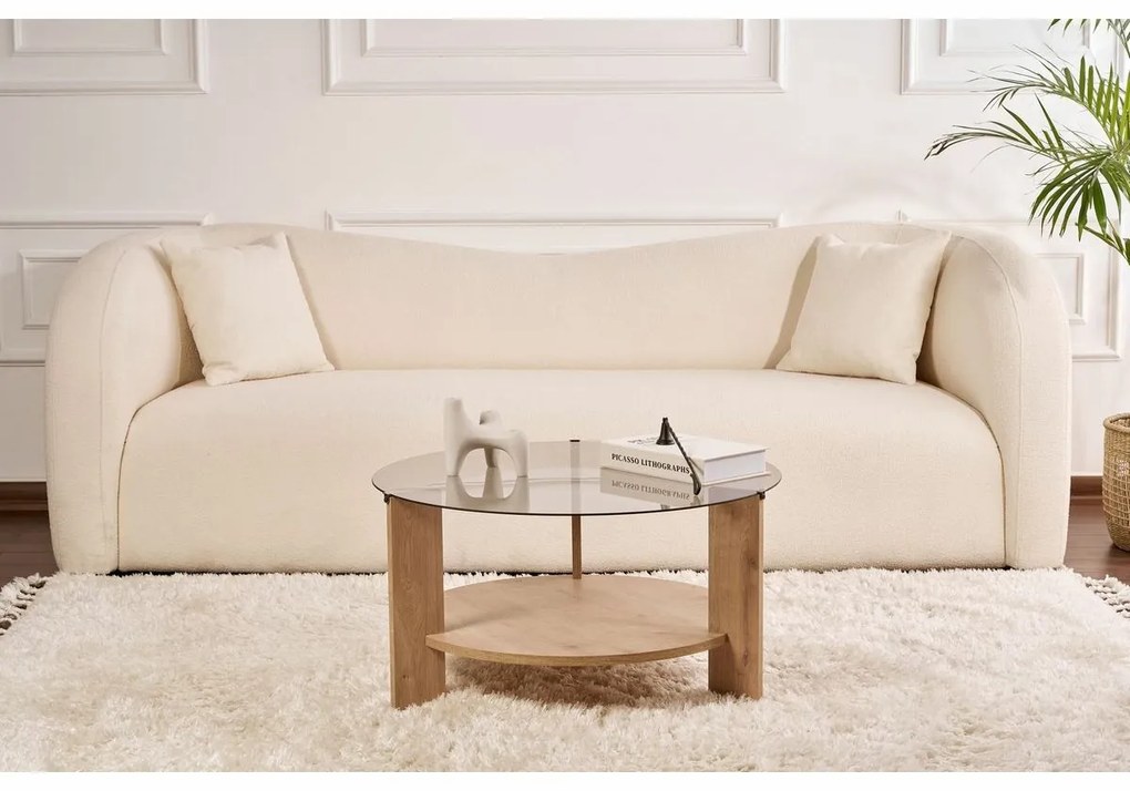 Konferenčný stolík Clara Sapphire Oak s tmavým sklom