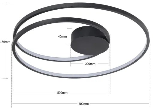 Brilagi- LED stmievateľné stropné svietidlo TWISTER LED/75W/230V pr. 70 cm čierna +DO