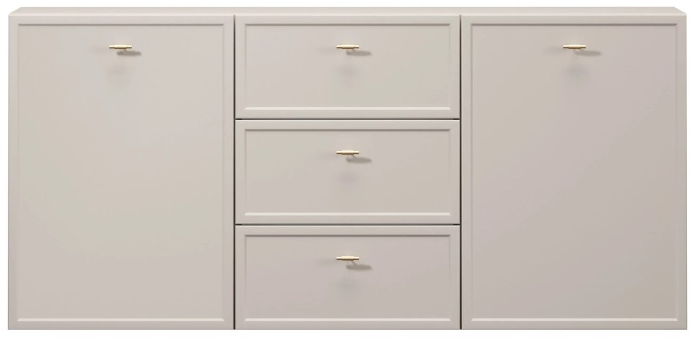 Závesná komoda Lorini 150 cm so zásuvkami - kašmír / zlaté úchytky T-bar