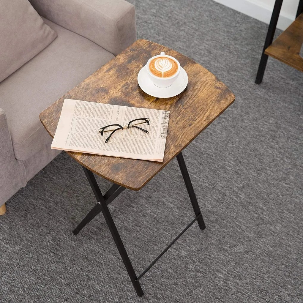 Skladací odkladací stolík Vasagle Fiona 48 cm hnedý/čierny