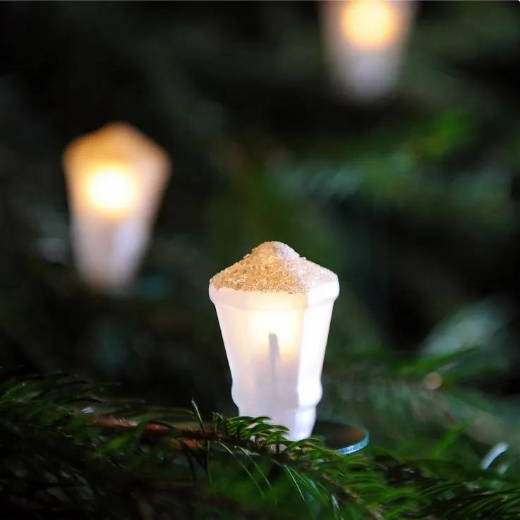EXIHAND Vianočná reťaz, 12 žiaroviek v tvare lucerny, biele, 7,7m