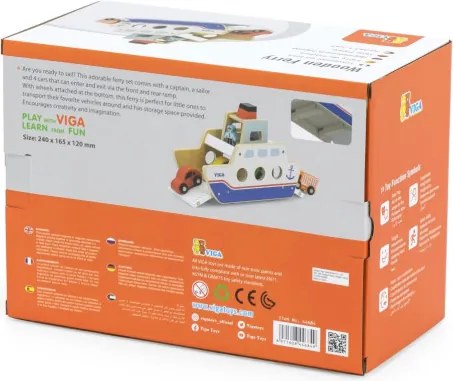 Drevená skladačka Viga 44684 loď s autíčkami