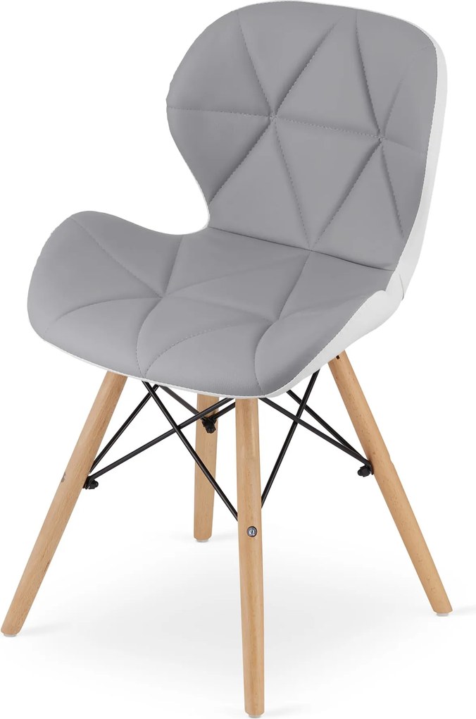 Sivo-biela stolička LAGO z eko kože