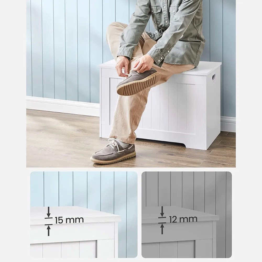 Truhlica s úložným priestorom GRETA, 76x48x40cm, biela Vasagle