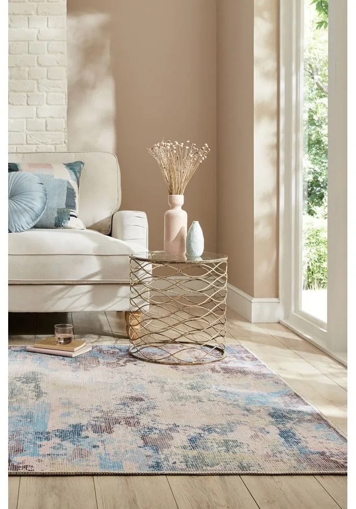 Modro-fialový umývateľný koberec s prímesou recyklovaných vlákien 200x290 cm Reid – Flair Rugs