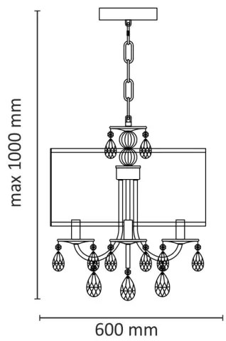 Luster na reťazi BRESSO 4xE14/12W/230V čierna