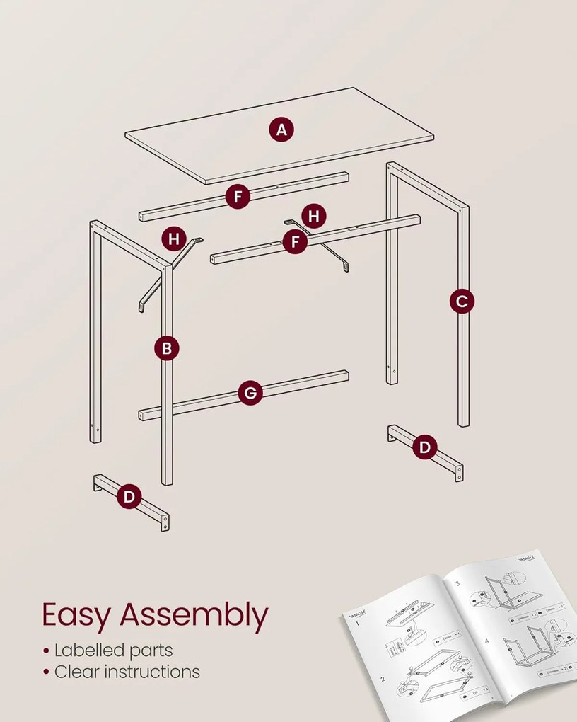 Písací stôl Kancelársky stôl 100 x 50 x 76 cm, ťavia hnedá, čierna farba