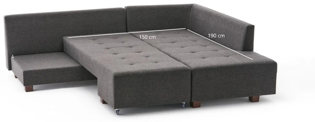 Rohová rozkladacia pohovka Manama antracitová pravá