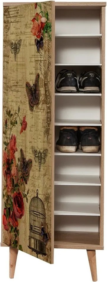 Skrinka na topánky Mega Sonoma Oak Roses