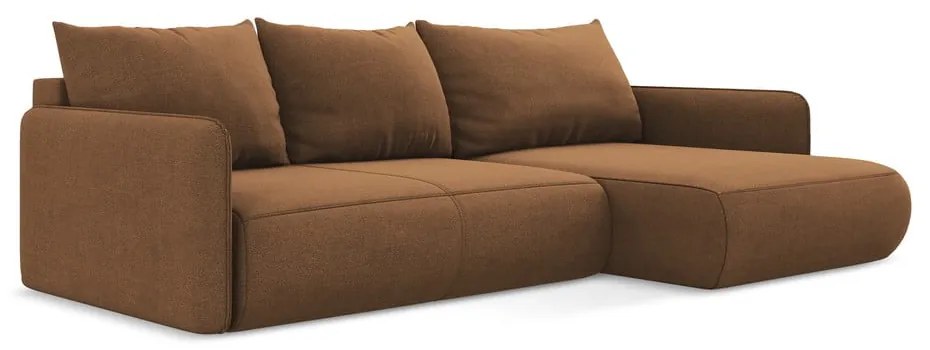 Oranžová rozkladacia/s úložným priestorom rohová pohovka (pravý roh) Nanea – Makamii