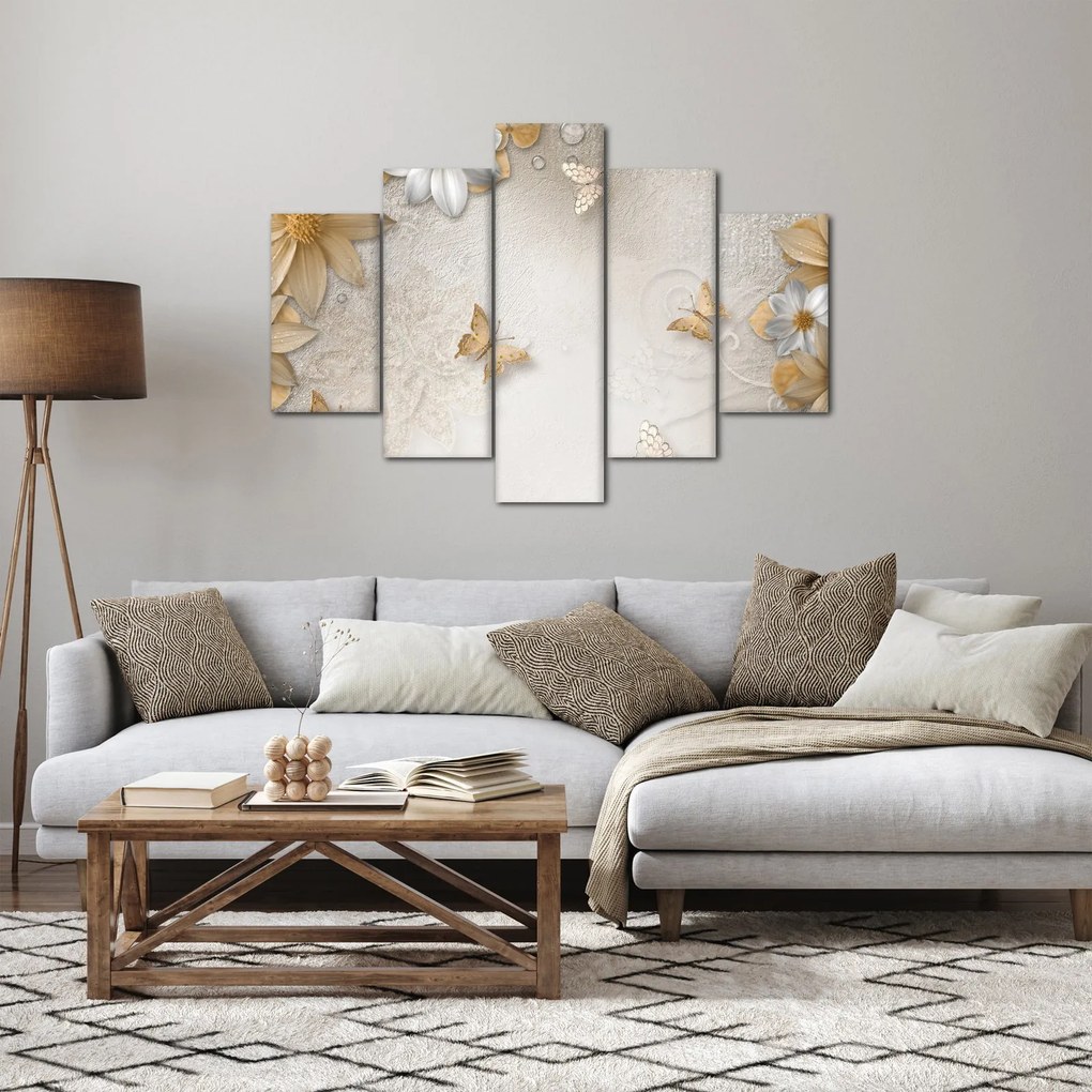 Obraz - Kvety s motýlikmi (150x105 cm)