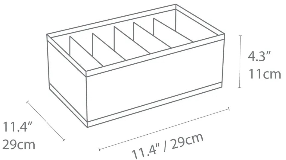 Sivý organizér do zásuvky s priehradkami Bigso Box of Sweden Drawer, 16,5 x 11 cm