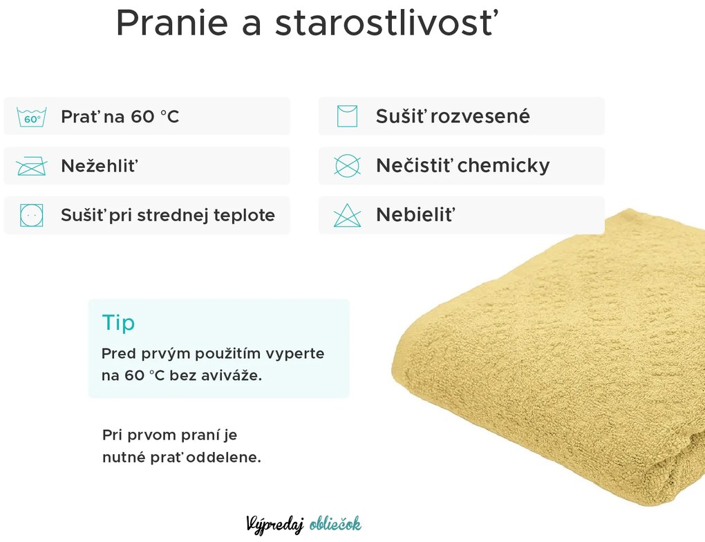 Uterák Basic 50 x 90 cm žltý, 100% bavlna