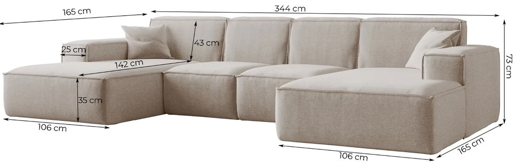 ROHOVÁ SEDAČKA LUCAS U 344 X 165 cm SALVADOR 11 LOSOSOVÁ