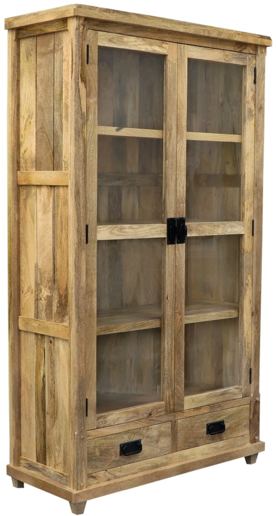 furniture-nabytek.cz - Rustikálna vitrina z masívneho dreva manga 100x180x45
