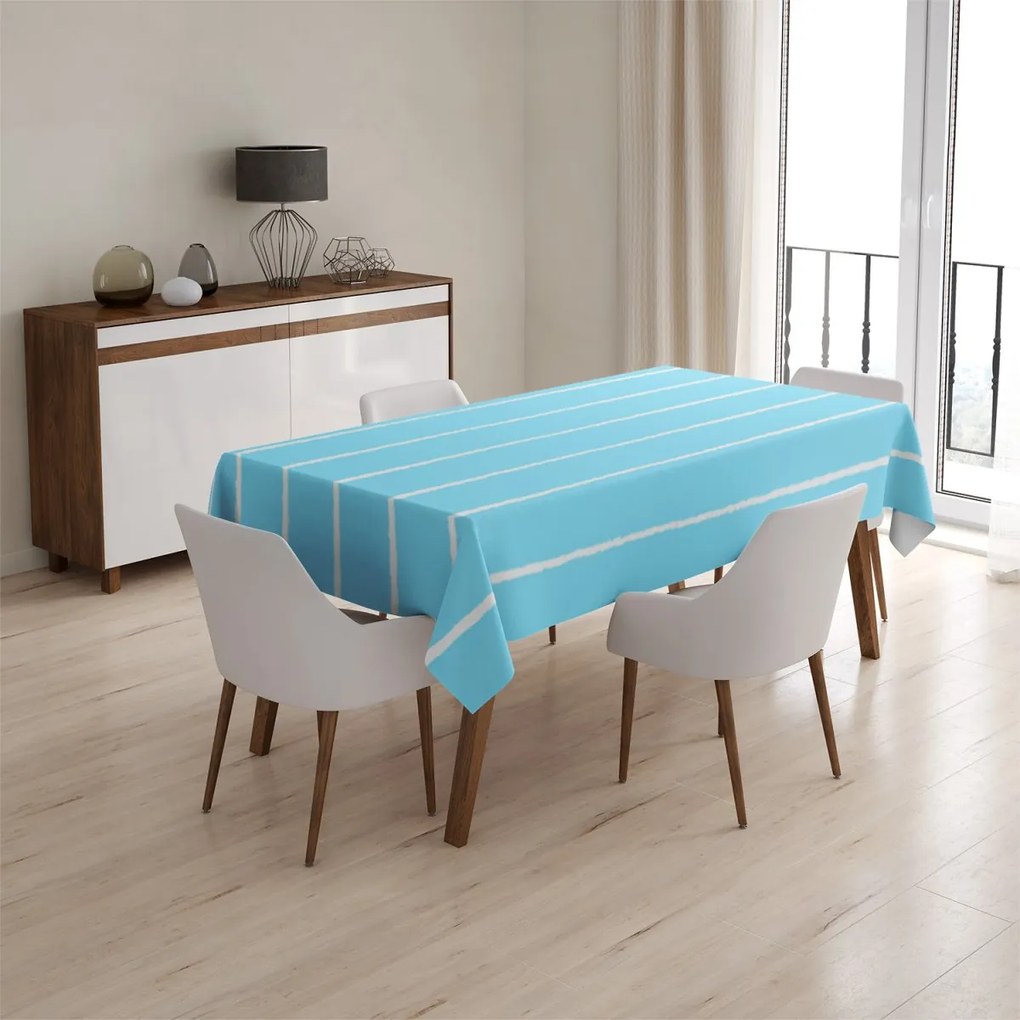 Sablio Obrus Biele linky na modrej - 130x170 cm