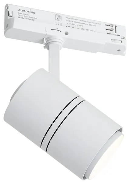 Moderné koľajnicové bodové svietidlo biele pre 3-fázovú koľajnicu vrátane LED - 3-Phase Ruler